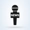 News, reporter microphone. Simple vector modern icon design illustration