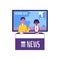 News show hosts or reporters in TV studio flat vector illustration isolated.