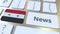 News text and flag of Syria on the keys of a computer keyboard. National online media related conceptual 3D animation