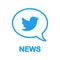 News on Twitter! Bird logo in speech bubble. Flat design. Social media and networking.