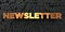Newsletter - Gold text on black background - 3D rendered royalty free stock picture