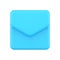 Newsletter incoming message glossy blue envelope front view realistic 3d icon vector illustration