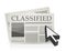 Newspaper classified ads page and cursor