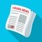 Newspaper crime news.Crime article in the press single icon in flat style vector symbol stock illustration web.