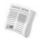 Newspaper crime news.Crime article in the press single icon in monochrome style vector symbol stock illustration web.