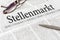 A newspaper with the german headline Stellenmarkt Job Market