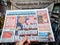 Newspaper Joe Biden`s US presidential election victory against Donald Trump