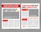 Daily newspaper journal design template with two-page opening editable headlines quotes text articles and images vectors
