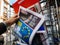 Newspaper kiosk stand with Liberation headline elections