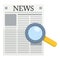 Newspaper & Magnifying Glass Flat Icon