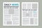 Newspaper page mockup. Newsletter journal template with headline for typography. News paper editorial with column articles for