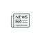 Newspaper, daily press, news content, article thin line icon. Linear vector symbol