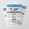 Newspaper stack, World news magazine, paper pile, journal heap, vector