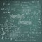 Newton law theory and physics mathematical formula equation, doodle handwriting icon in blackboard background with handdrawn mode