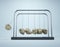 Newton\\\'s cradle made of rocks. Vicious cycle and strong ideas concept