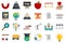 Newtons day icons set flat vector isolated