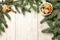 NewYear. Delicious ginger biscuits. Fir branch. Light background