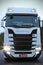 Next Generation Scania Truck with Shining Headlights