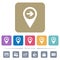 Next target GPS map location flat icons on color rounded square backgrounds