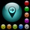 Next target GPS map location icons in color illuminated glass buttons