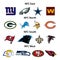 NFC North, East, South, West. Green Bay Packers, Chicago Bears, Detroit Lions, Dallas Cowboys, NY Giants, Atlanta Falcons, New