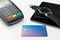 Nfc payment gadgets, technology - smartwatch, smartphone, tablet, credit card and transaction terminal