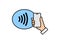 NFC technology vector icon. Hand handing Phone, Smartphone, wawe simple filled sign. Near Field Communication