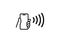 NFC technology vector icon. Hand handing Phone, Smartphone, wawe simple line outline sign. Near Field Communication