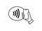 NFC technology vector icon. Hand handing Phone, Smartphone, wawe simple line outline sign. Near Field Communication