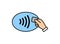 NFC technology vector icon. Hand, wawe simple filled sign. Near Field Communication nfc payment concept