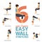 Nfographic of 6 Yoga poses for stretch in flat design. Beauty woman is doing exercise for body stretching. Vector.