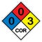 NFPA Diamond 704 0-0-3 COR Symbol Sign, Vector Illustration, Isolate On White Background Label. EPS10