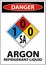 NFPA Warning Argon Refrigerant Liquid 1-0-0-SA Sign