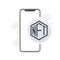 NFT application on smartphone, symbol, non fungible token logo, vector icon