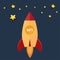 Nft coins Rocket ship flying with success. Developement concept. Nonfungible unique cryptocurrency.