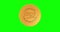 NFT Crypto art golden coin isolated loop on green screen