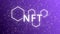 NFT crypto art sign, non fungible token of unique collectibles, blockchain and digital artwork selling technology neon