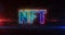 NFT crypto art symbol neon on brick wall