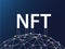 NFT Non-Fungible Token background. Blue dark wallpaper with connected World Wide Web illustration