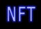 NFT  Non-Fungible Token  neon style text on black background