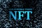NFT non fungible token word on flying squares futuristic background