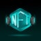 NFT Non Fungible tokens. Futuristic hexagonal HUD interface. certifies a digital asset to be unique. vector illustration