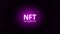 NFT nonfungible tokens text in the center of spiral of glowing dots on dark background