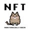 NFT token template. Crypto art non-fungible token. Cat in pixel art style. Pixelated kitten isolated on white background. Vector