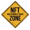 NFT zone vintage rusty metal sign