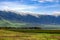 Ngorongoro valley with flowering meadows