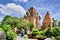 Nha Trang, Vietnam - February 4, 2019: Tourists consider the ancient temple of Po Nagar Thap Ba Po Nagar. Hindu religion and