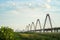 Nhat Tan bridge viewing from wild land on Red River riverbed