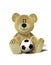 Nhi Bear relaxes with Soccer Ball