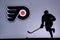 NHL Hockey Concept photo. silhouette of profesiional NHL hockey player